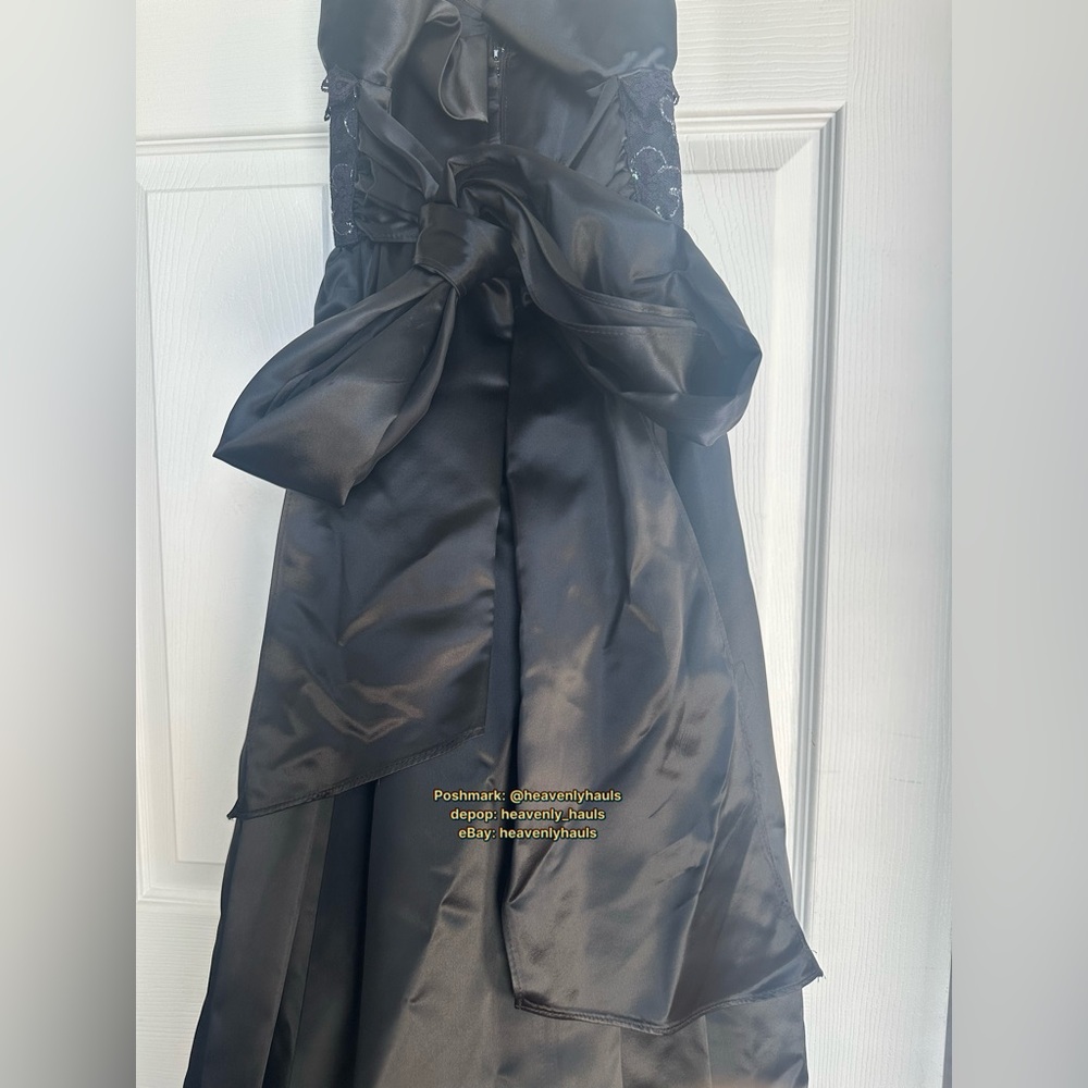 Vintage Gunne Sax Jessica McClintock Black Coquette Goth Prom Dress 1980s XXS - Picture 7 of 8